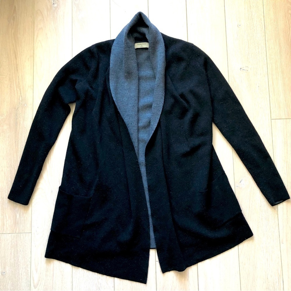Babaton Merino Wool Black & Grey Cardigan